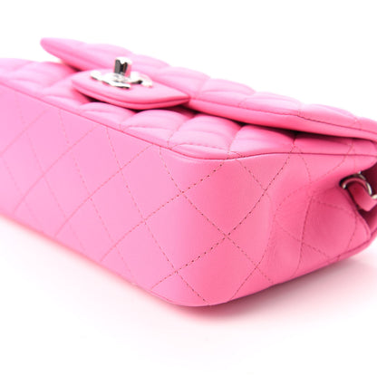 Chanel Lambskin Quilted Mini Rectangular Flap Neon Pink 7 of 11