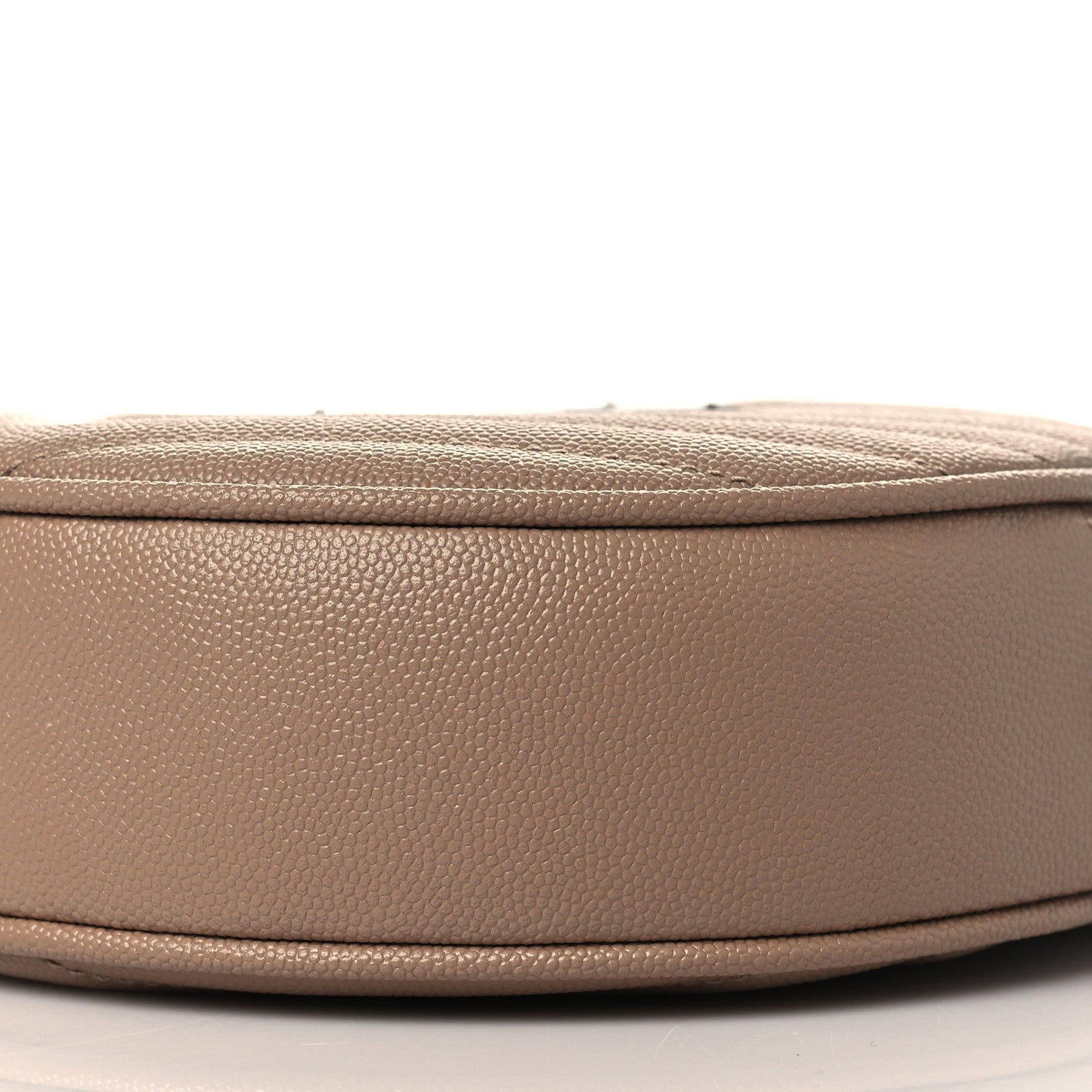 Saint Laurent Grain De Poudre Matelasse Chevron Quilted Round Vinyle Camera Bag Gold Sand 10 of 10