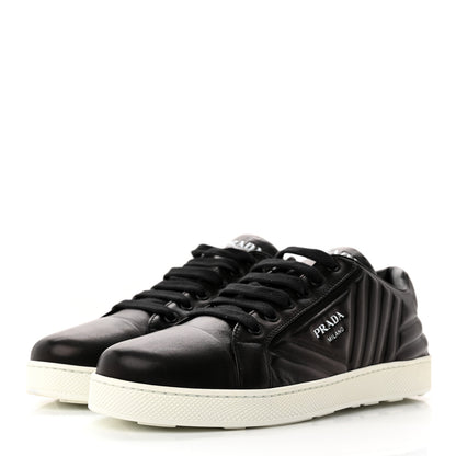 Prada Nappa Logo Embossed Womens Low Top Sneakers 39.5 Black White 3 of 10