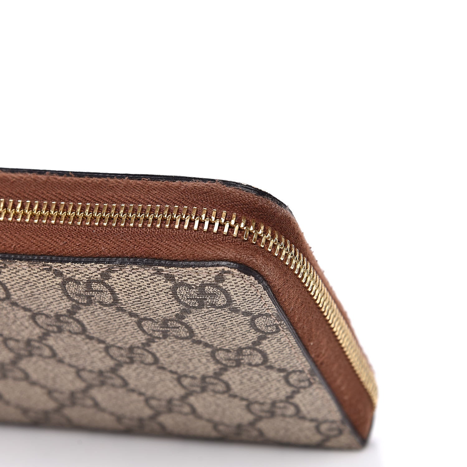 Gucci GG Supreme Monogram Cuoio Toscano Zip Around Organizer Wallet Beige Ebony Cuir 12 of 15