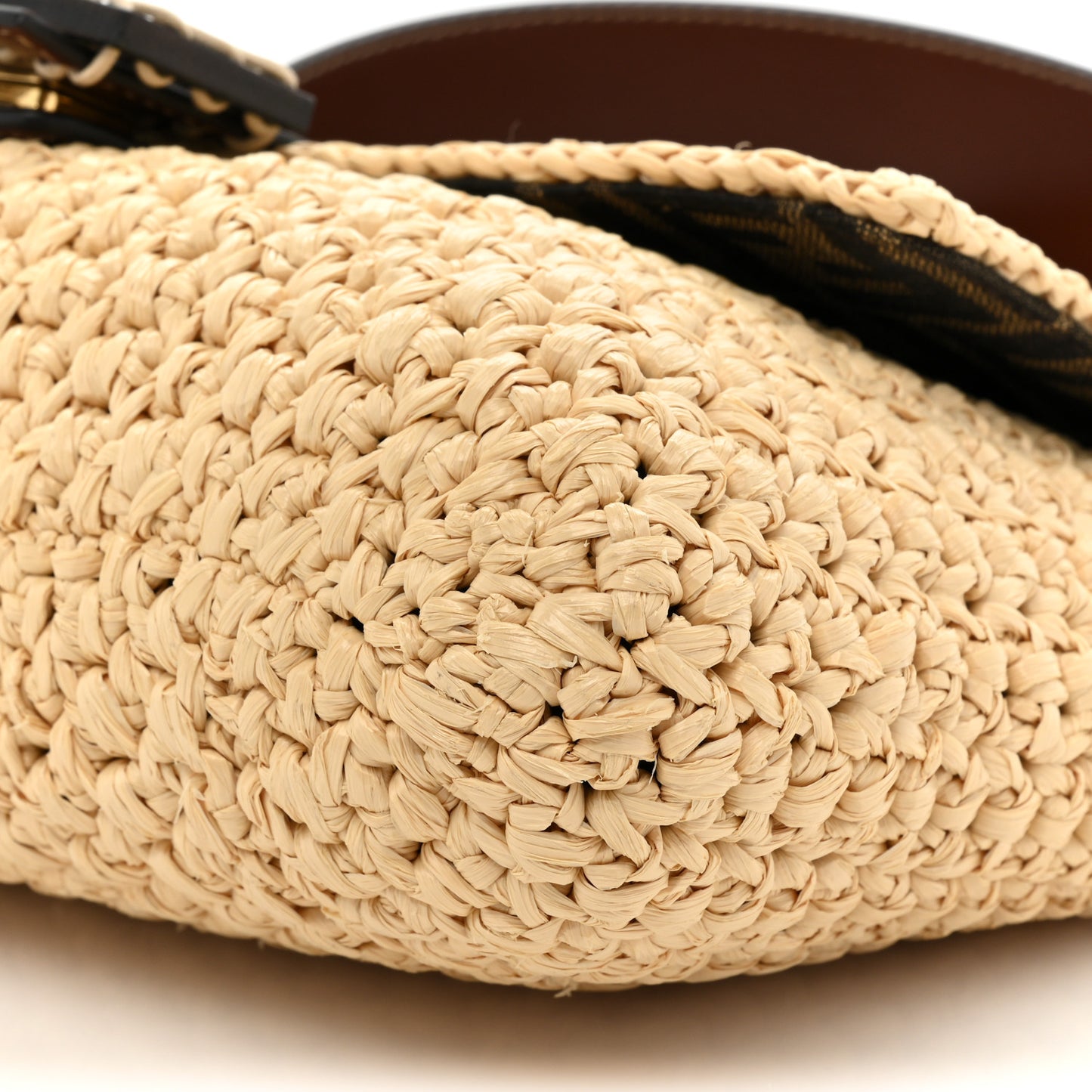 Straw Vitello King Woven Baguette Natural Ghianda