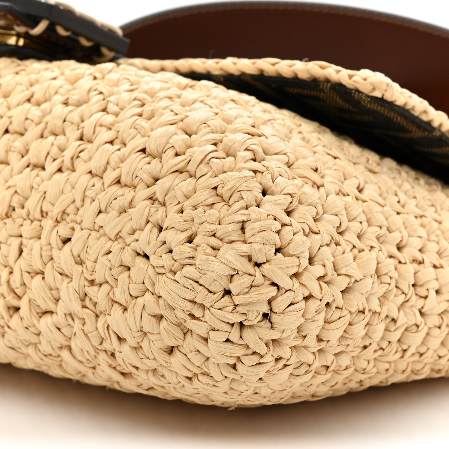 Fendi Straw Vitello King Woven Baguette Natural Ghianda 7 of 8