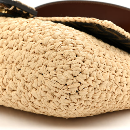 Fendi Straw Vitello King Woven Baguette Natural Ghianda 7 of 8