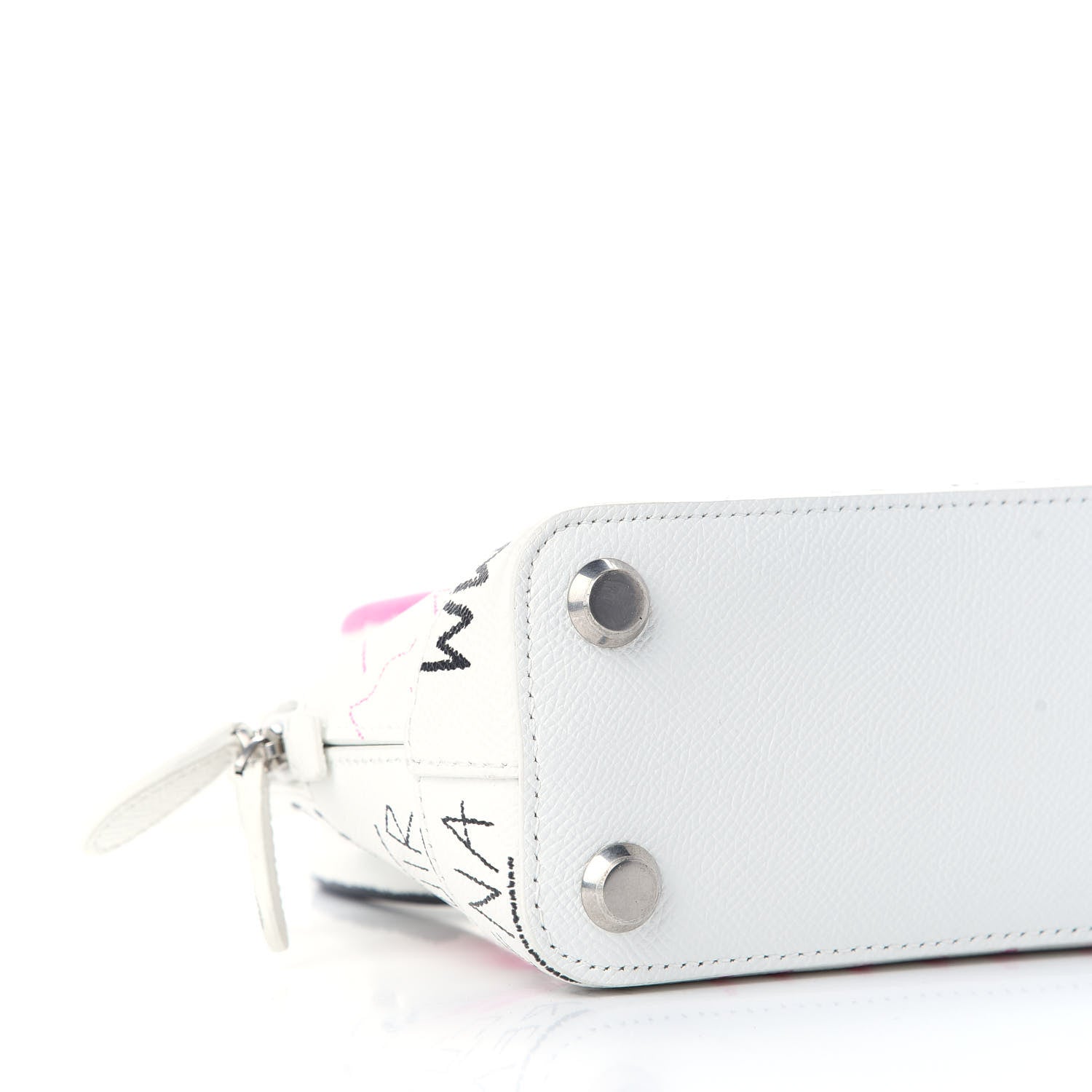 Balenciaga Grained Calfskin Graffiti Print XXS Ville Top Handle Bag White 8 of 10