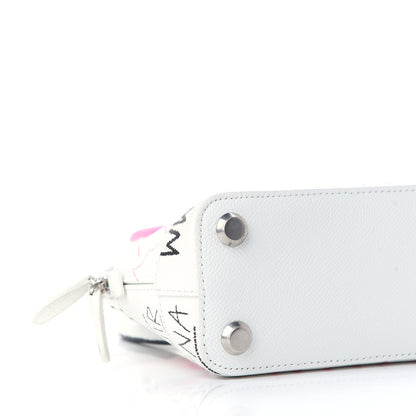 Balenciaga Grained Calfskin Graffiti Print XXS Ville Top Handle Bag White 8 of 10