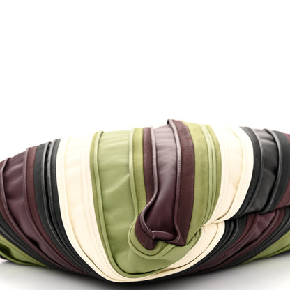 Bottega Veneta Calfskin Suede Striped Large Hop Black Matcha Leaf Jam White 8 of 9