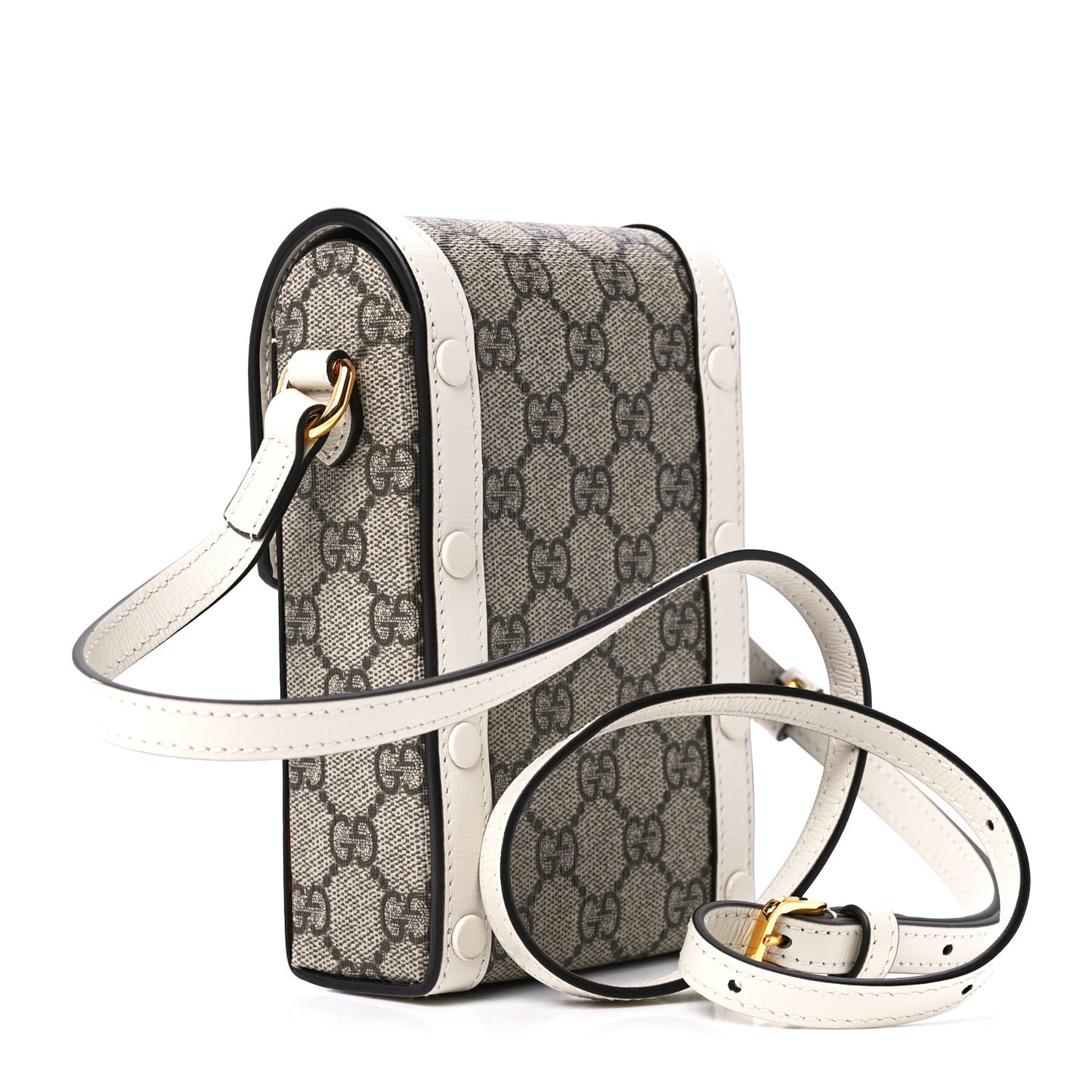 GG Supreme Monogram Azalea Calfskin Mini Horsebit 1955 Crossbody Bag Beige Ebony Mystic White