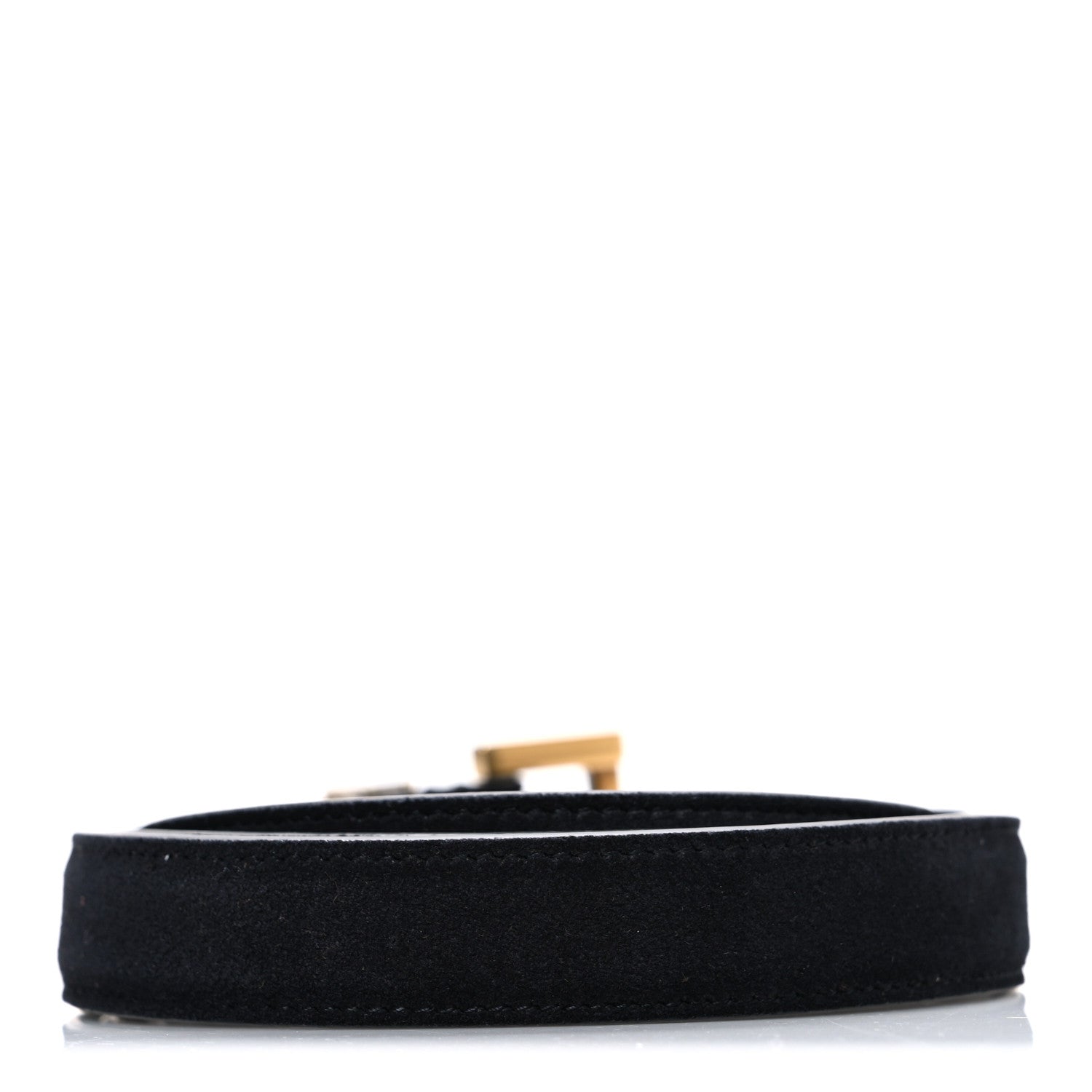 Saint Laurent Suede Monogram Cassandre Extra Thin Square Buckle Belt 85 34 Black 2 of 6