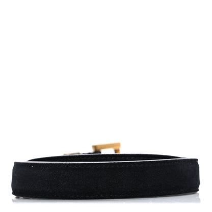 Saint Laurent Suede Monogram Cassandre Extra Thin Square Buckle Belt 85 34 Black 2 of 6
