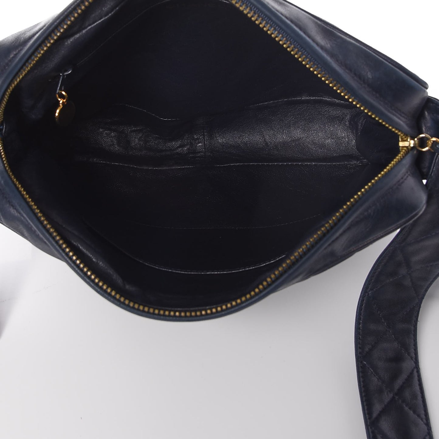 Lambskin Quilted Tassel Camera Case Navy