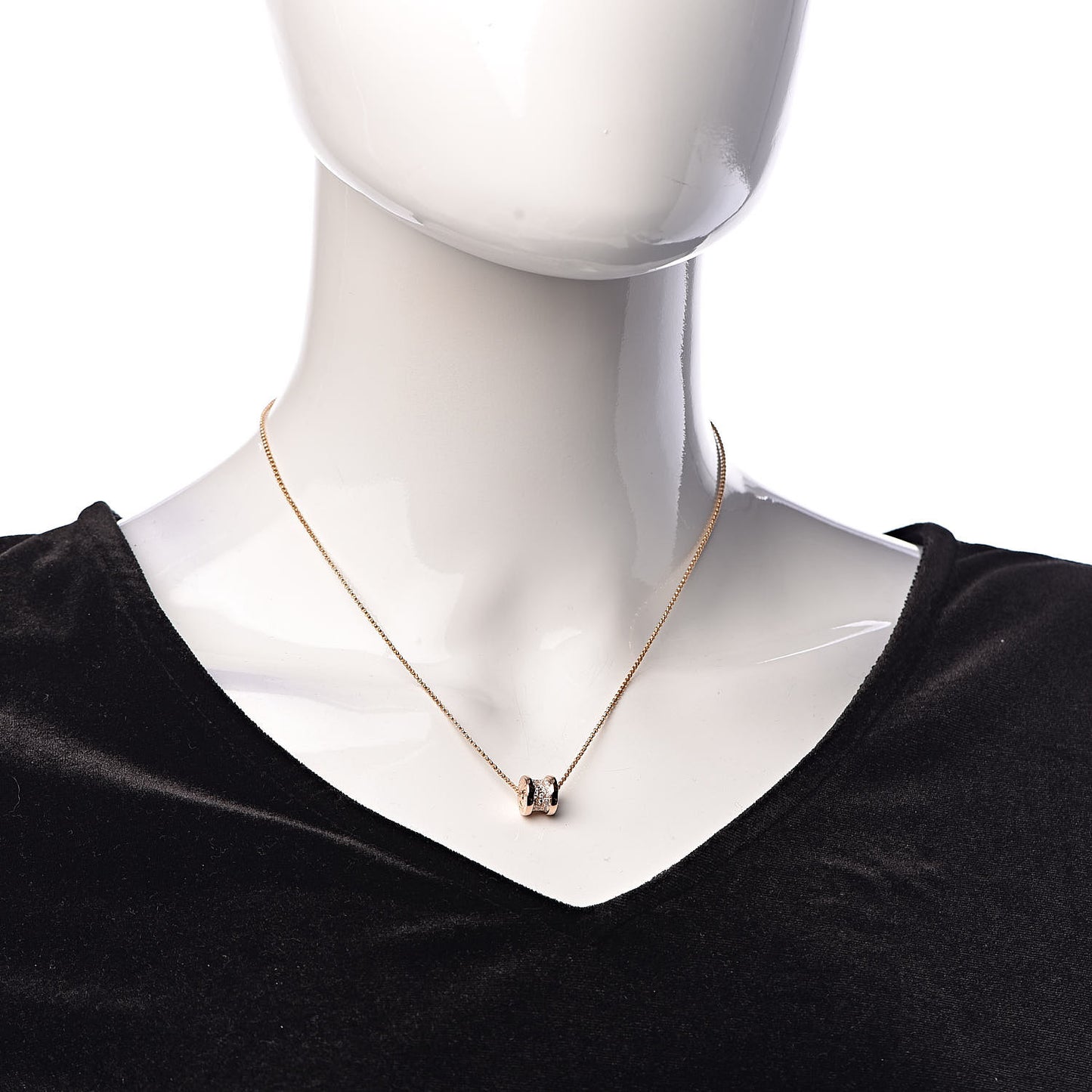 18K Rose Gold Diamond Small B.Zero1 Pave Pendant Necklace