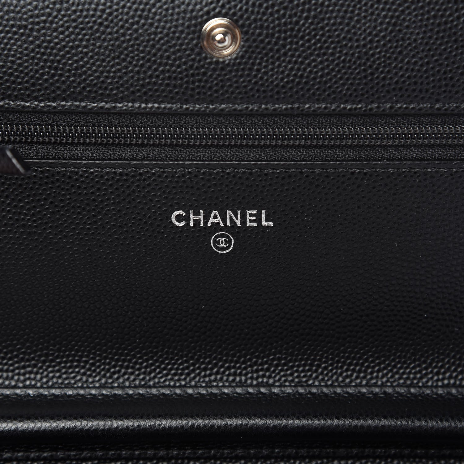 Chanel Caviar Chevron Quilted Wallet On Chain WOC Black 8 of 12