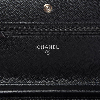 Chanel Caviar Chevron Quilted Wallet On Chain WOC Black 8 of 12