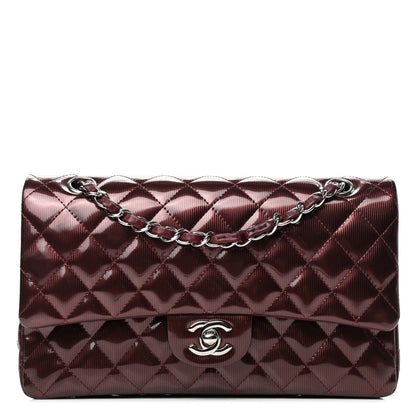 Chanel Striated Patent Quilted Medium Double Flap Burgundy 1 of 6