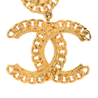 Chanel Metal Pearl CC Chain Drop Earrings Gold 6 of 6