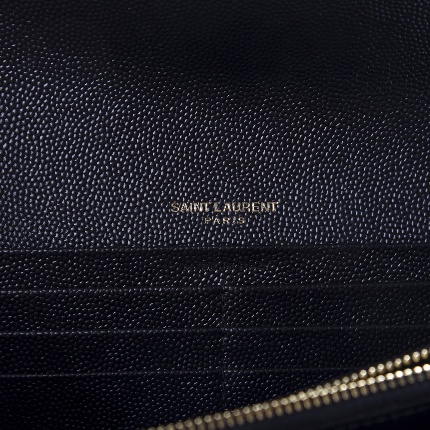 Saint Laurent Grain De Poudre Matelasse Chevron Monogram Flap Wallet Black 6 of 6