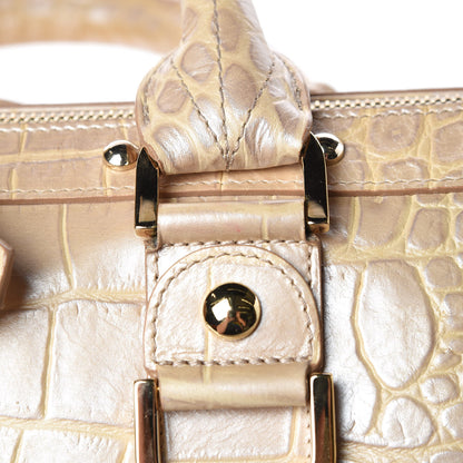 Versace Calfskin Crocodile Embossed Madonna Satchel Beige 17 of 18