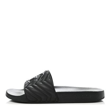 Gucci Rubber Matelasse Mens Slide Sandals 8 Black 1 of 7