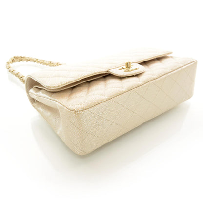 Chanel Pearly Caviar Quilted Medium Double Flap Light Beige 4 of 11