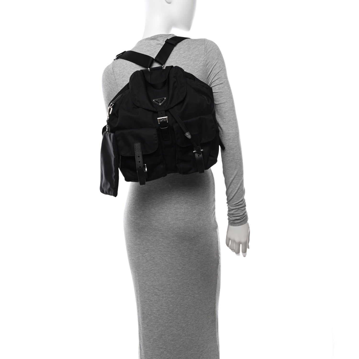 Prada Tessuto Nylon Saffiano Vela Backpack Black 2 of 11