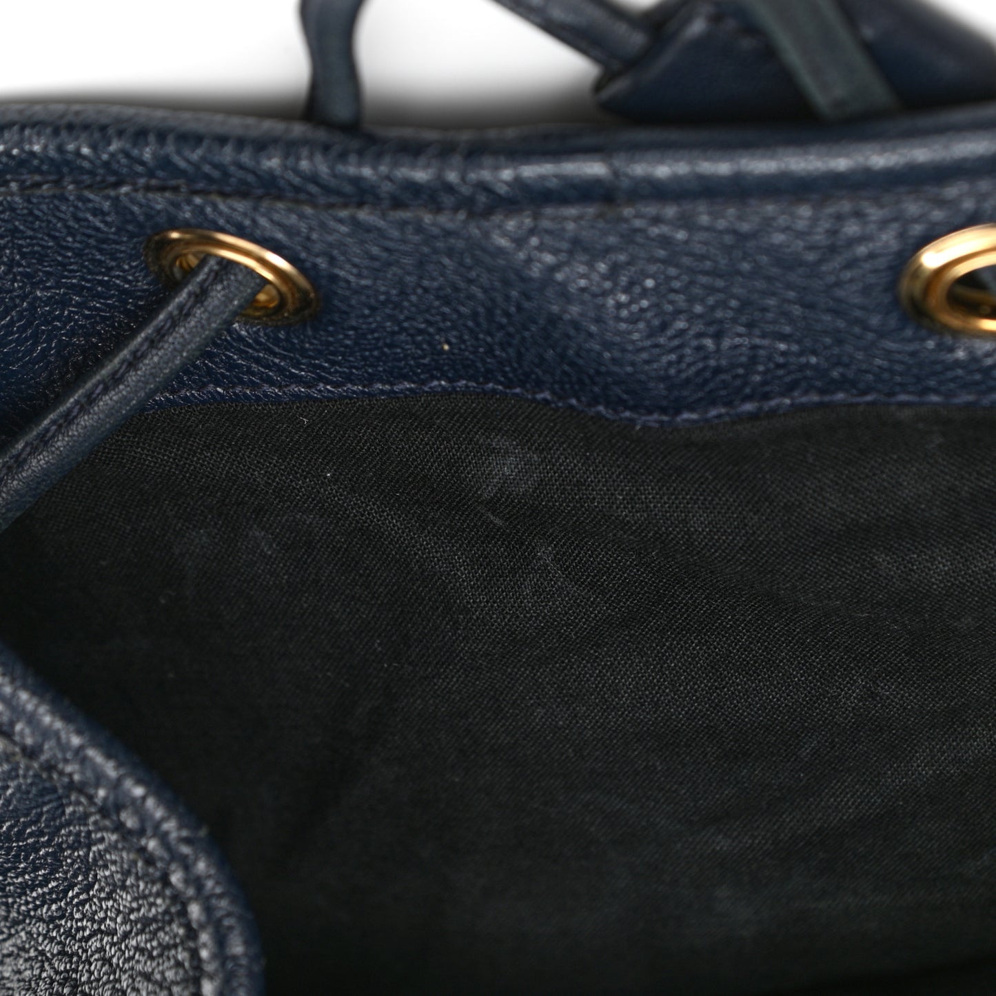 Chevre Gold Metallic Edge Hardware Backpack Bleu Nuit