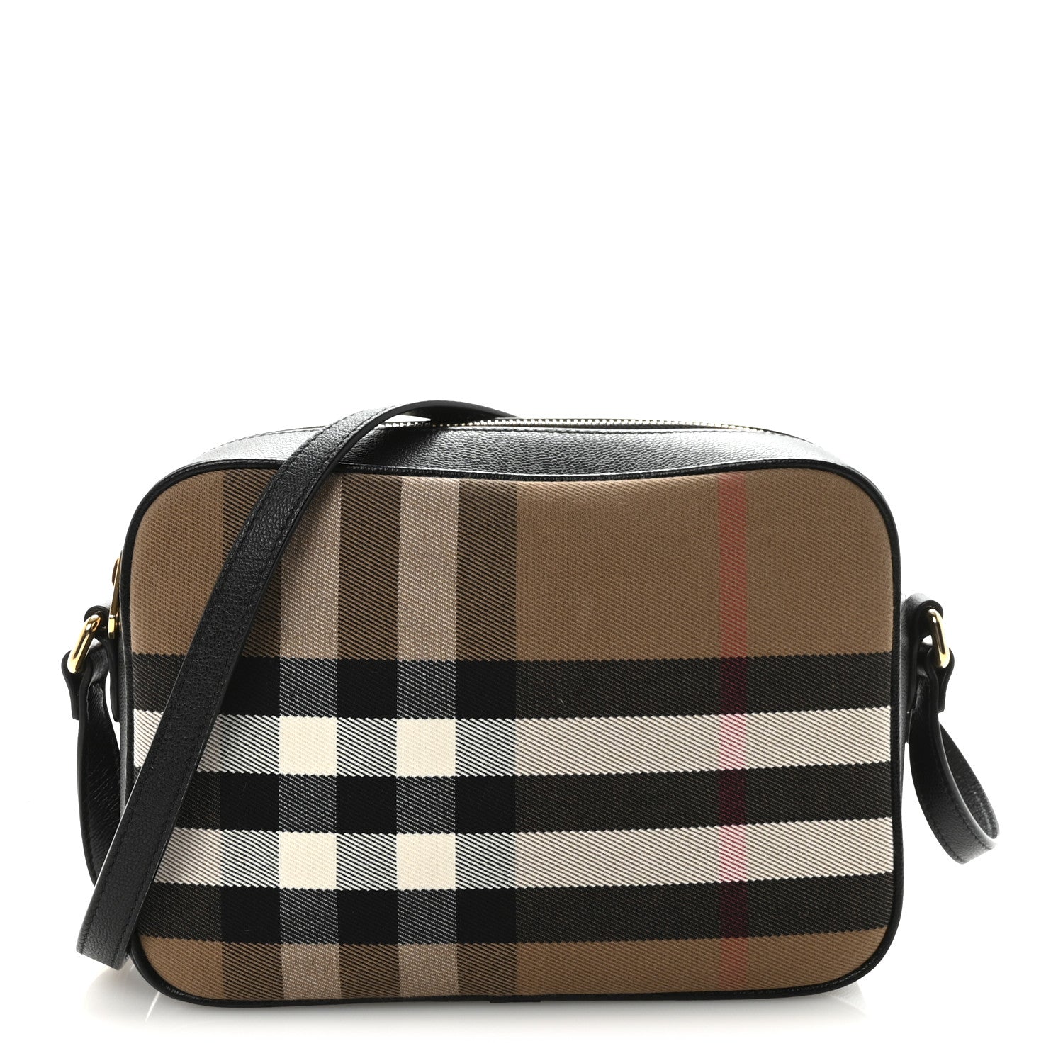 Burberry Giant Check Calfskin Large Camera Bag Black 1 of 9