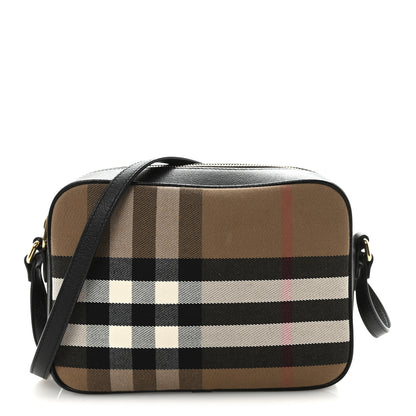Burberry Giant Check Calfskin Large Camera Bag Black 1 of 9