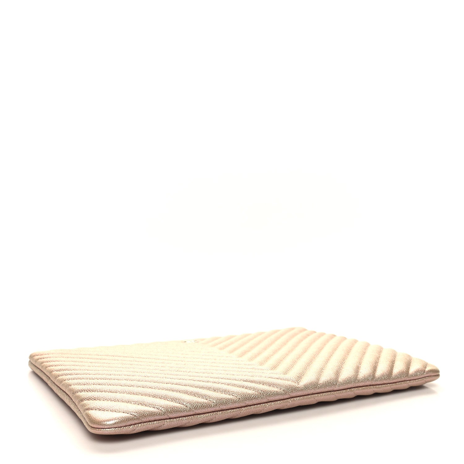 Chanel Iridescent Caviar Chevron Quilted Medium Cosmetic Case Light Gold 4 of 11