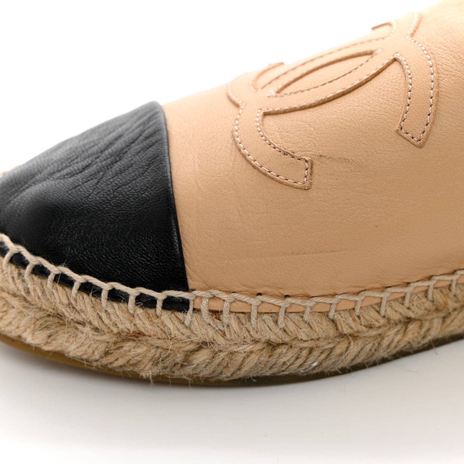 Chanel Lambskin CC Espadrilles 40 Beige Black 16 of 22
