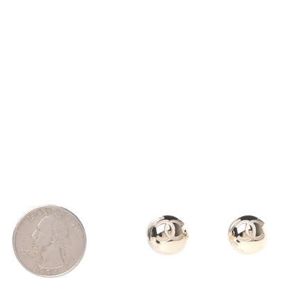 Chanel Metal Bead CC Stud Earrings Gold 2 of 4
