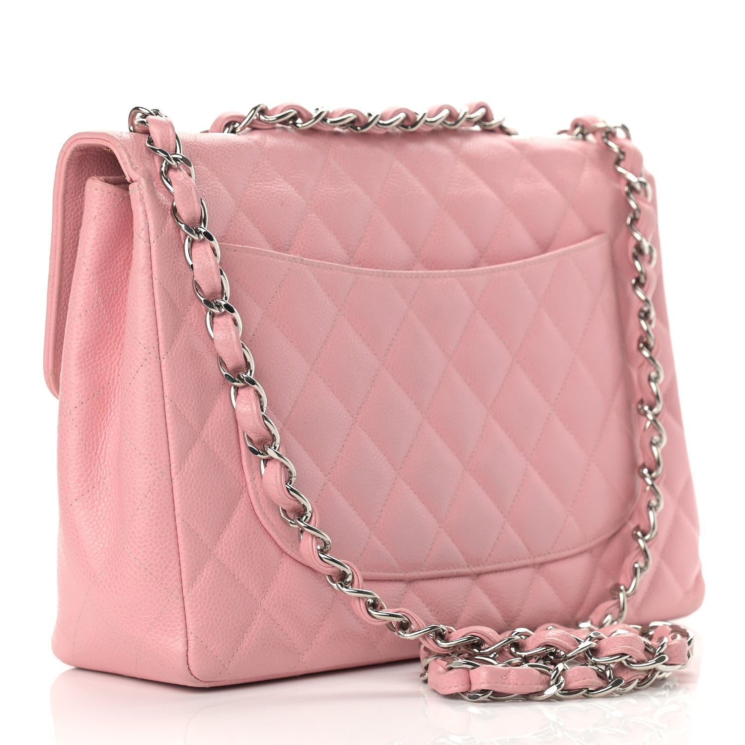 Chanel Caviar Quilted Jumbo Single Flap Pink 3 of 17