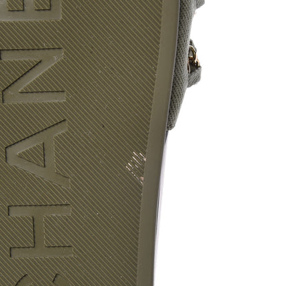 Chanel Canvas Chain Flat Sandals 37 Khaki 8 of 10