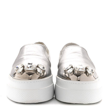 Miu Miu Mordore Crystal Embellished Womens Slip On Trainers 36 Cromo 3 of 14