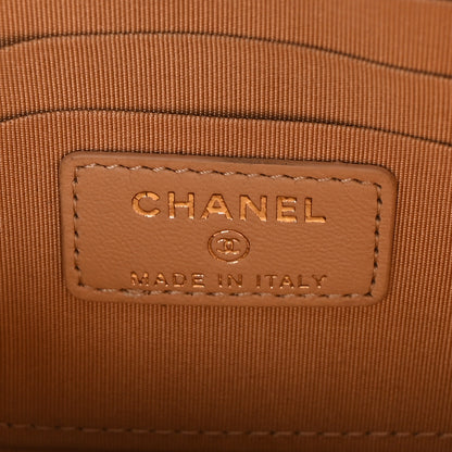 Chanel Lambskin Quilted Classic Zip Boy Pouch Beige 6 of 8