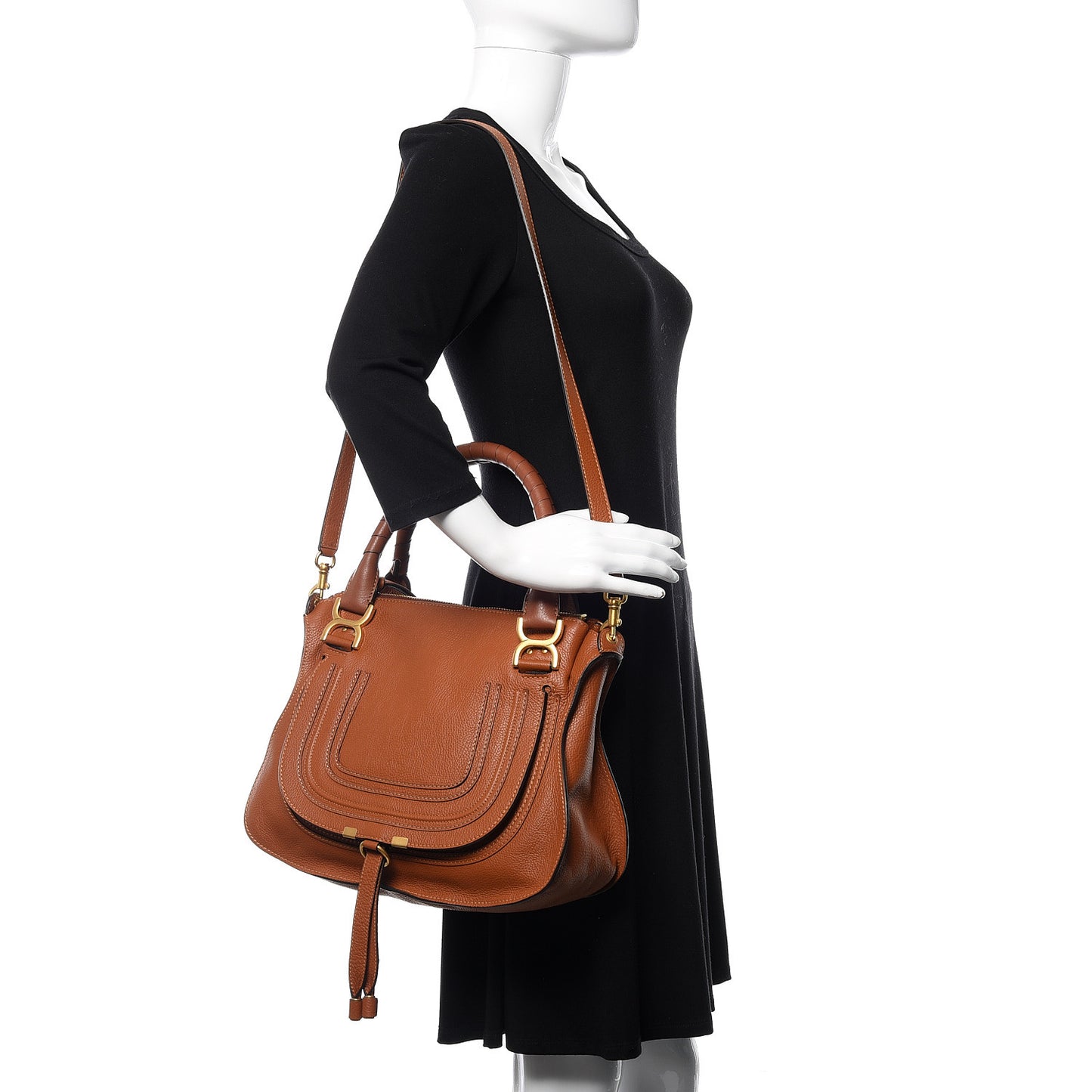 Calfskin Medium Marcie Satchel Tan
