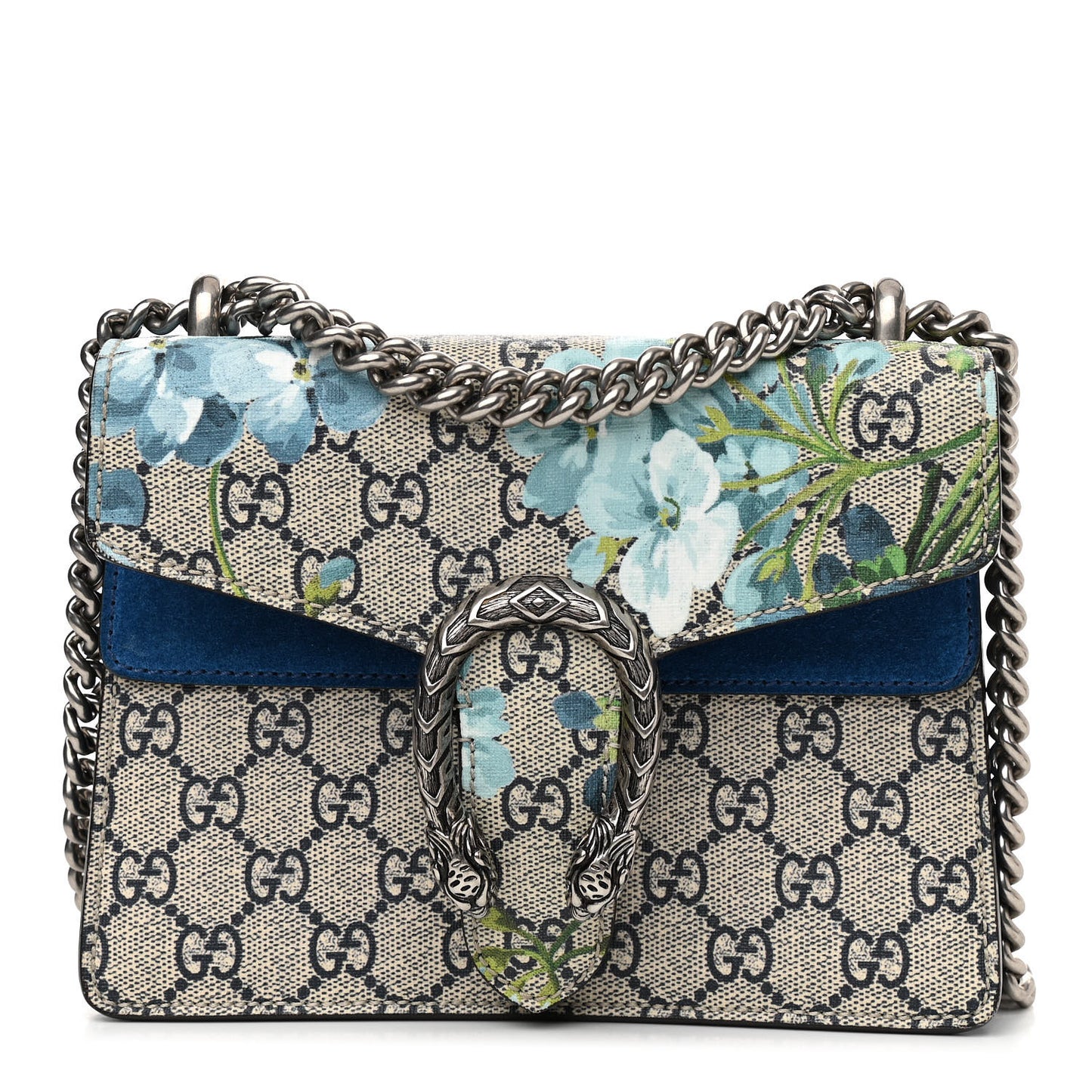 GG Supreme Monogram Blooms Mini Dionysus Shoulder Bag Beige Navy Vintage Blue