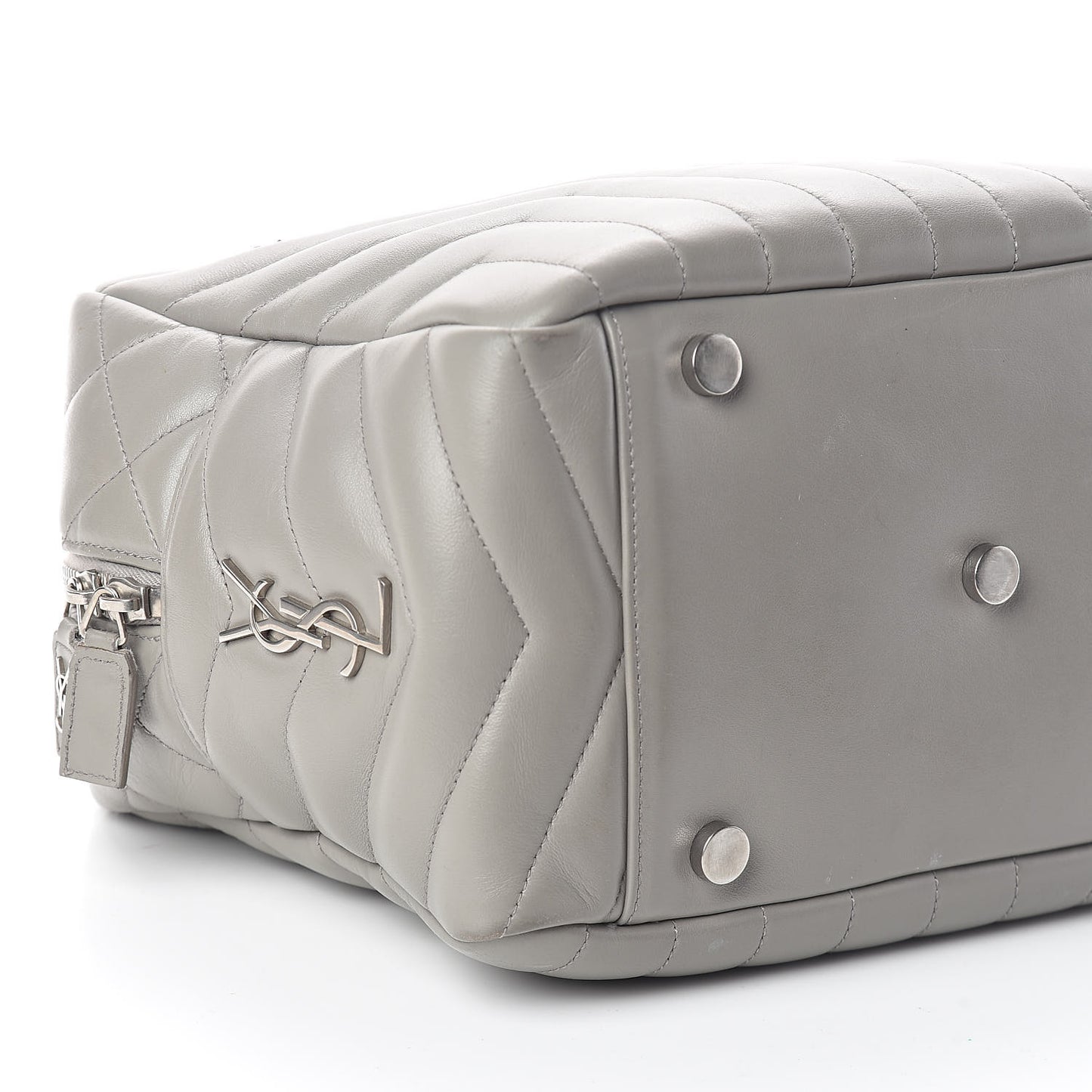 Calfskin Y Quilted Monogram Medium Loulou Bowling Bag Light Grey
