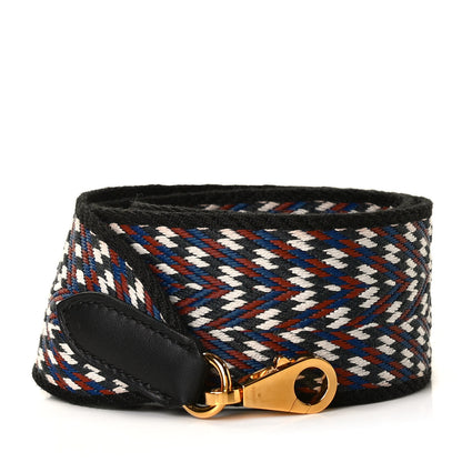 Hermes Toile Swift 50mm Sangle ZigZag Shoulder Strap Black White Deep Blue 1 of 3