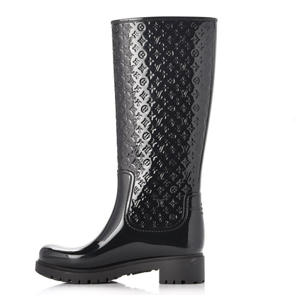 Louis Vuitton Rubber Embossed Monogram Splash Rain Boots 37 Black 1 of 7