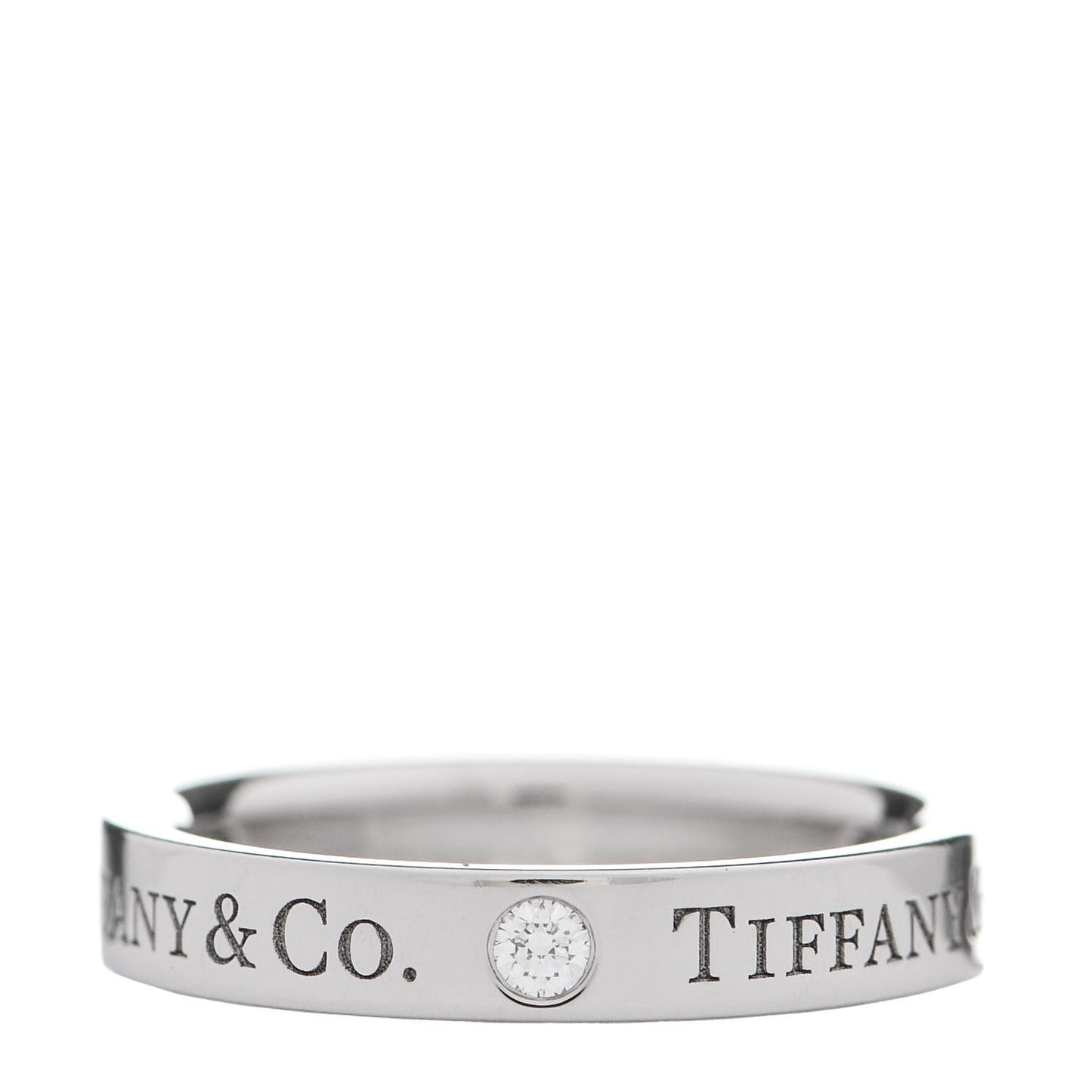 Platinum Diamond Logo Band Ring 46 3.75