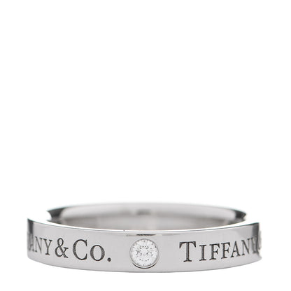 Tiffany Platinum Diamond Logo Band Ring 46 3.75 3 of 5