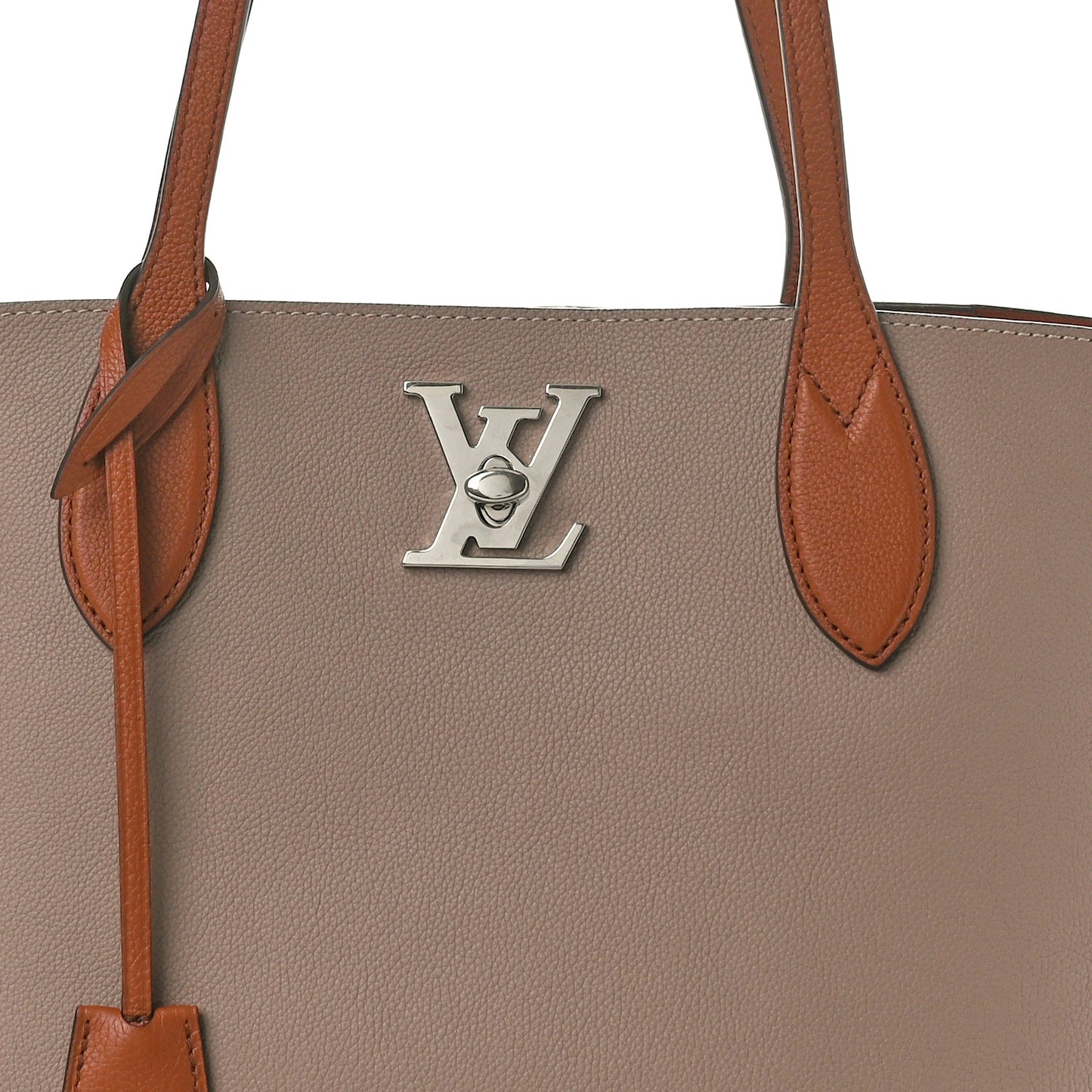 Calfskin Lockme Go Tote Vison