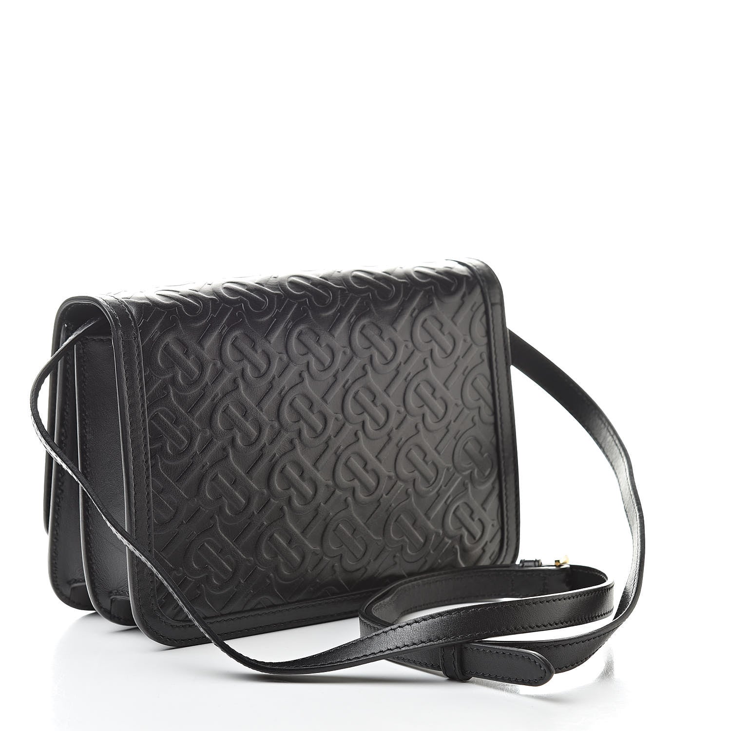 Burberry Calfskin Monogram Embossed Small TB Bag Black 3 of 10