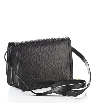 Burberry Calfskin Monogram Embossed Small TB Bag Black 3 of 10