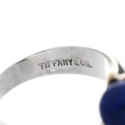 Tiffany Sterling Silver 18K Yellow Gold Lapis Bypass Ring 52 6 5 of 5