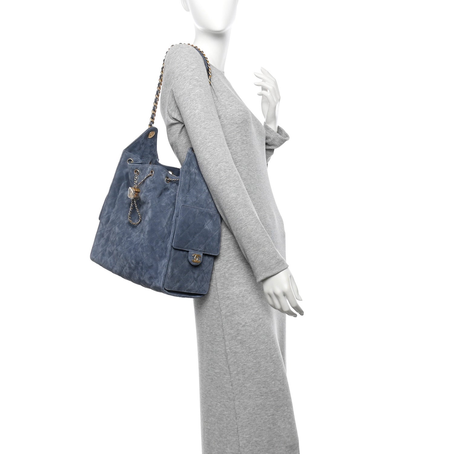 Chanel Suede Quilted Medium Chanel 25 Handbag Blue 2 of 12