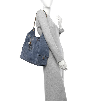 Chanel Suede Quilted Medium Chanel 25 Handbag Blue 2 of 12