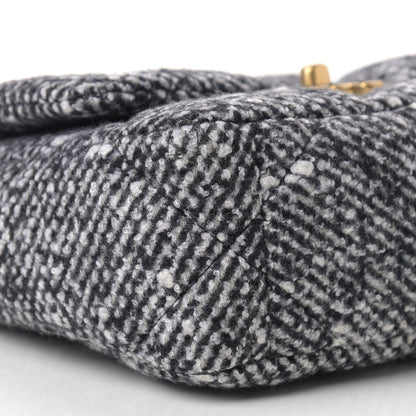 Chanel Tweed Quilted Medium Chanel 19 Flap Black White 8 of 9