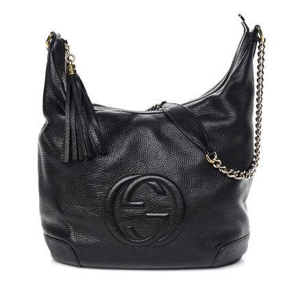 Gucci Pebbled Calfskin Medium Soho Chain Hobo Black 1 of 11