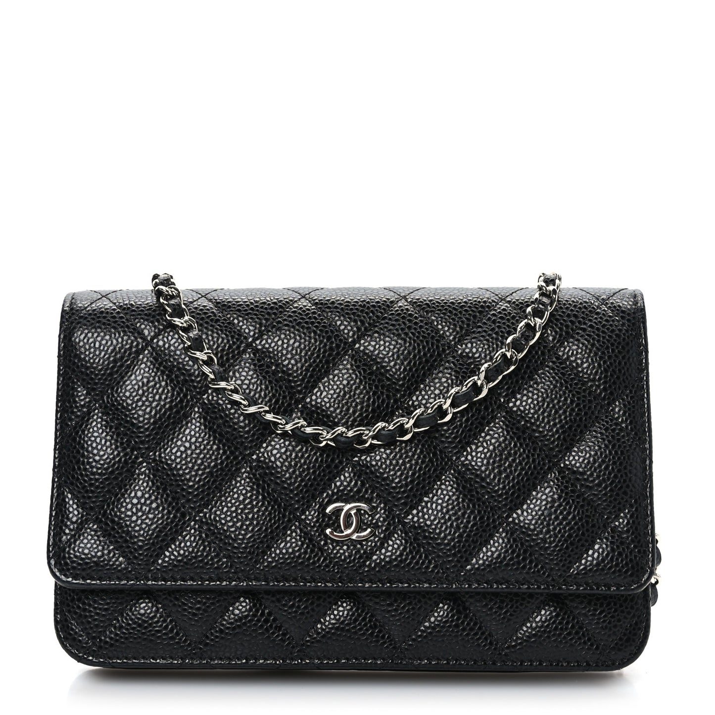 Caviar Quilted Wallet on Chain WOC Black
